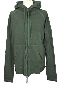 Rundholz Pine Cloud Overdyed Distressed Hooded Zip Top