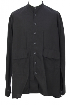 The Viridianne Black Round Necked Jacket Style Shirt