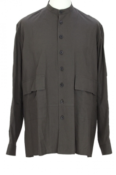 the viridi-anne Olive Drab Round Necked Jacket Style Shirt