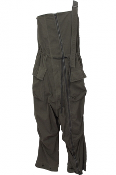 The Viridianne Olive Drab Low Drop Crotch Overalls