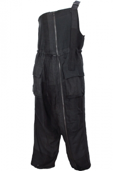 The Viridianne Black Check Low Drop Crotch Overalls