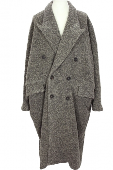 Ziggy Chen Textured mottled Grey Oversized Double breasted Coat
