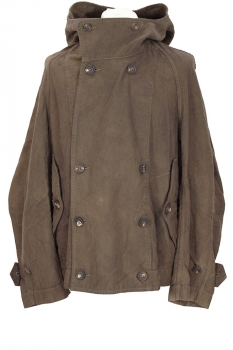 Ziggy Chen Brown Tone Brocade Double Breasted Hooded Jacket