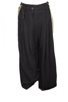 Ziggy Chen Black Triple Pleat Trousers with braces