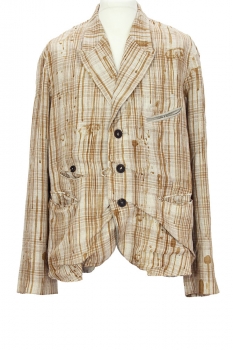 Ziggy Chen Light Khaki Double pleat Distressed Trousers