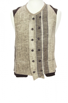 Ziggy Chen Dark Oatmeal with Grey stripe Double -Breasted Jacket