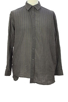 chiahung su Grey Stripe Asymmetric Stripe Shirt