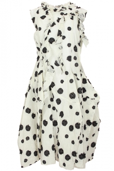 chiahung su Off-White with black Handwoven Polka dot midi dress