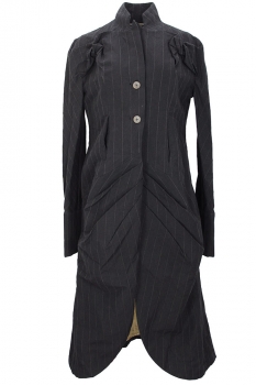 chiahung su Black Stripe Stitch Fitted Coat