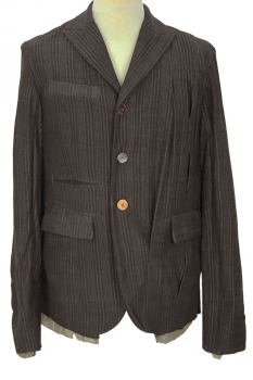 chiahung su Grey Stripe Hand-knitted Peak Lapel Jacket