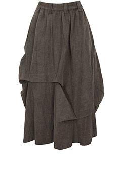 chiahung su Uneven Grey Folded Fabric Detailed Midi Skirt