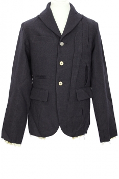 chiahung su Overdyed Black 3 button Pleated Jacket