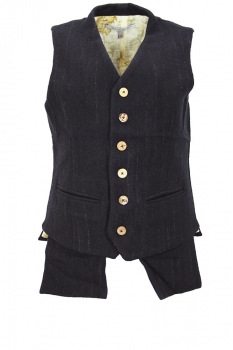 chiahung su Black Pinstripe 5 Buttoned Waistcoat