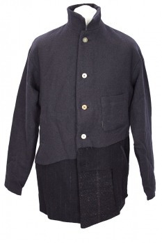 chiahung su Black Shades and pinstripes Mixed Fabric long Layered Jacket