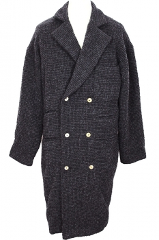 chiahung su Black and blue/grey Double Breasted, Heavy check Wool Coat