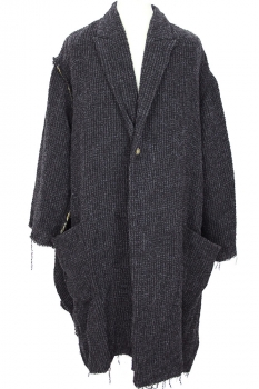 chiahung su Black and blue/grey Oversized Raw edged Coat