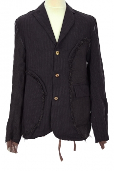 chiahung su Black Stripe and brown silk and lac Reversible 3 button Jacket