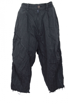 chiahung su Black Dyed (Blue Tone) Low Drop Patched Trousers