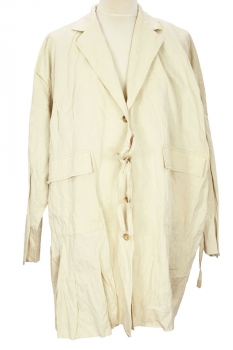 chiahung su Ecru Handwoven Distressed Coat with fabric tie