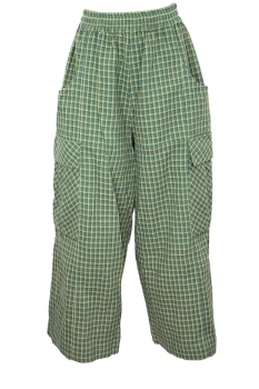Nicholas Daley Green Check Double faced, Wide legged Trousers