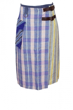Nicholas Daley Blue Mix Stripe Combo Linen Kilt