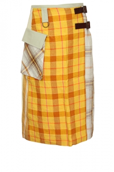 Nicholas Daley Sand Mix Stripe Combo Linen Kilt