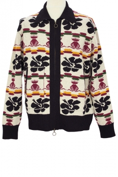 nicholas daley Mixed Colour Designs Knitted Hibiscus Cadigan Jacket
