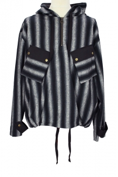nicholas daley Black Striped Hooded H.R. Smock