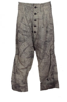 nudemm Map Print on Taupe Low drop crotch Trousers