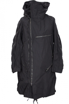 nudemm Black Hooded Zip Coat