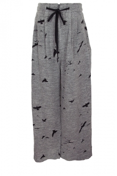 nudemm Grey with black bird designs Soft fabric, drawstring Trousers