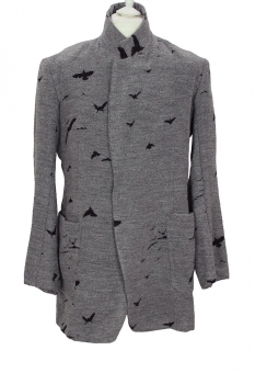 nudemm Grey with black bird designs Soft Fabric Jacket