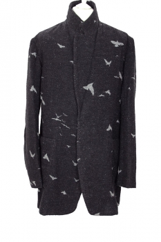 nudemm Black with grey bird designs Soft fabric Jacket
