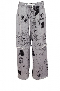 nudemm Grey with black print Wide legged Trousers/Shorts