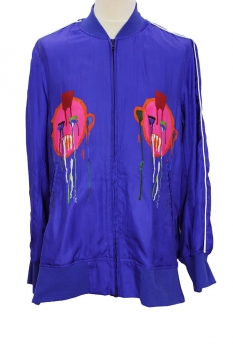 nudemm Blue with Face designs Printed Silk Jacket