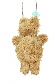 Barbara Bologna Light Beige Teddy Bear Zip Shoulder Bag