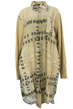 Barbara Bologna Khaki Brown Print Extra Long Shirt