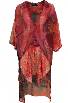 Barbara Bologna Mixed Print Asymettric Crinkled Panel Shirt