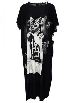 Barbara Bologna Black with Print Printed Tube Dress with lace trim