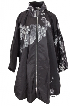 Barbara Bologna Black with Print Hodded Raincoat Coat