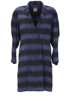  Blue/Black woven Long Striped Jacket