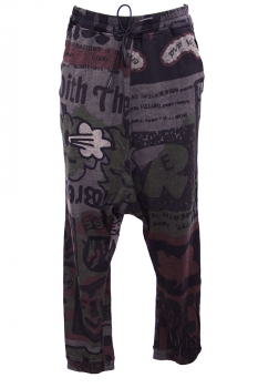  Mixed Colours Print Black Label cotton jersey, print trousers