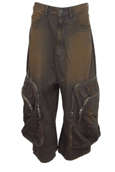 Rundholz Khaki Balloon Pocketed, distressed Trousers