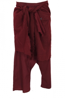 Merlot Low-drop Crotch Trousers with skirting