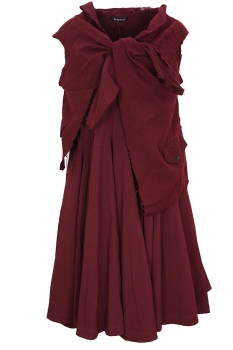  Merlot Stretch fabric Dress with attached waistcoat