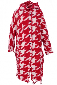  Cardinal Bone Jacquard Knitted Hooded Coat
