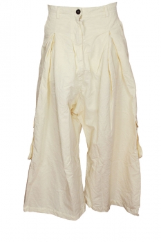 Rundholz Greige Wide legged, drop crotch box pleat trousers