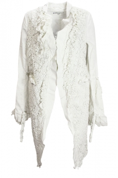 Rundholz Seafoam Fog Layered Coat with lace detail