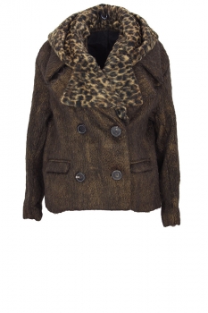 Rundholz Umbra Gold with Leopard Print Double collared hooded Jacket