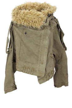 Rundholz Clay Cloud Faux-Fur Collared Zip Jacket